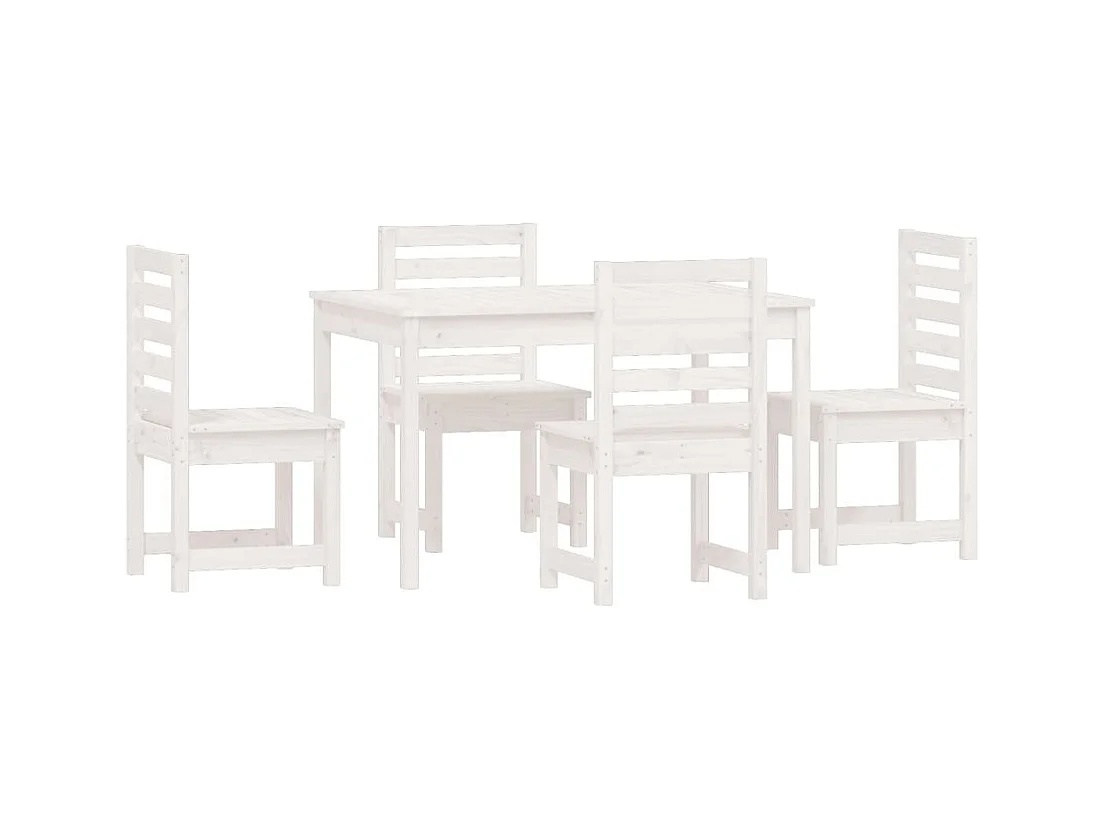 Jean-Antoine-Francis  Ensemble à manger de jardin 5 pcs blanc bois massif de pin