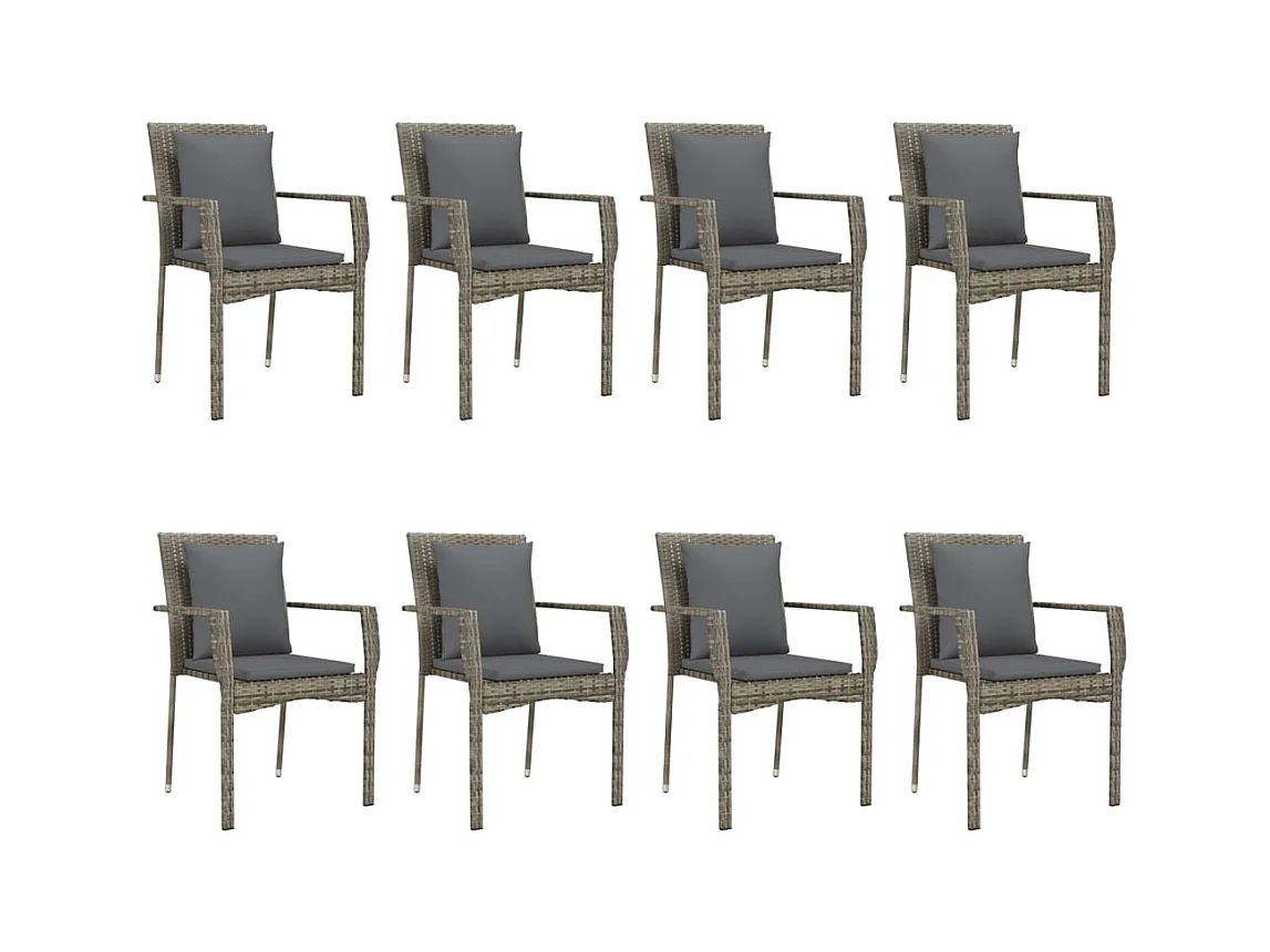 Rhett Logan  9-delige Tuinset met kussens poly rattan zwart en grijs