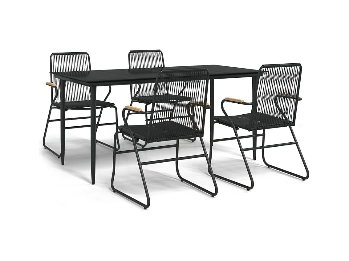 Ayisha  Ensemble à manger de jardin 5 pcs Noir Rotin PVC