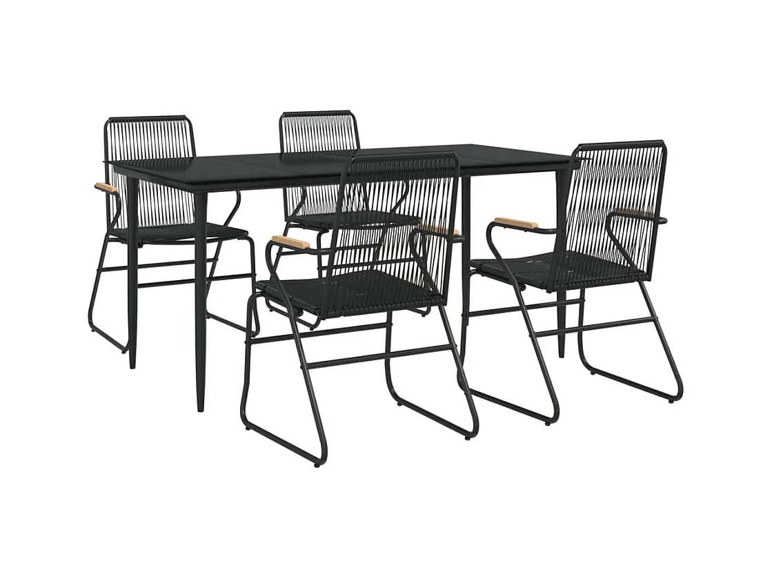 Ayisha  Ensemble à manger de jardin 5 pcs Noir Rotin PVC