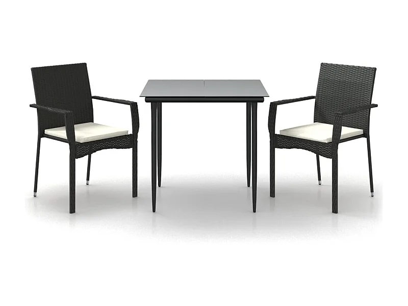 Albert  Ensemble à manger de jardin avec coussins 3 pcs Noir