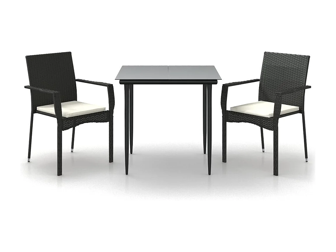 Albert  Ensemble à manger de jardin avec coussins 3 pcs Noir