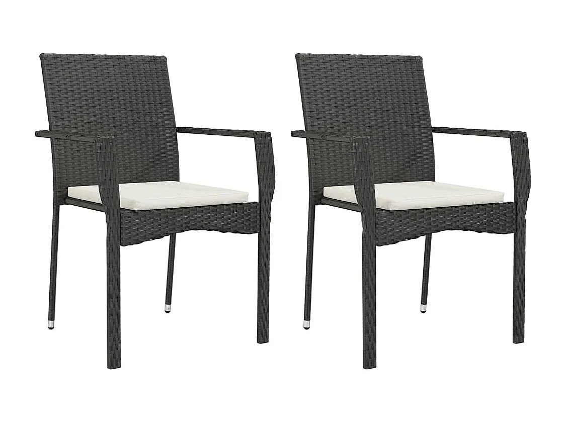 Albert  Ensemble à manger de jardin avec coussins 3 pcs Noir