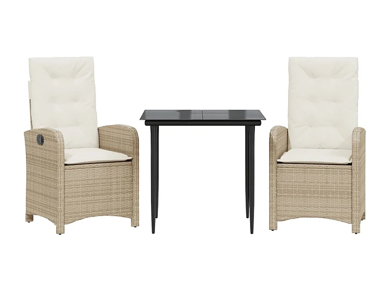 Mohammed  3-delige Tuinset met kussens poly rattan beige