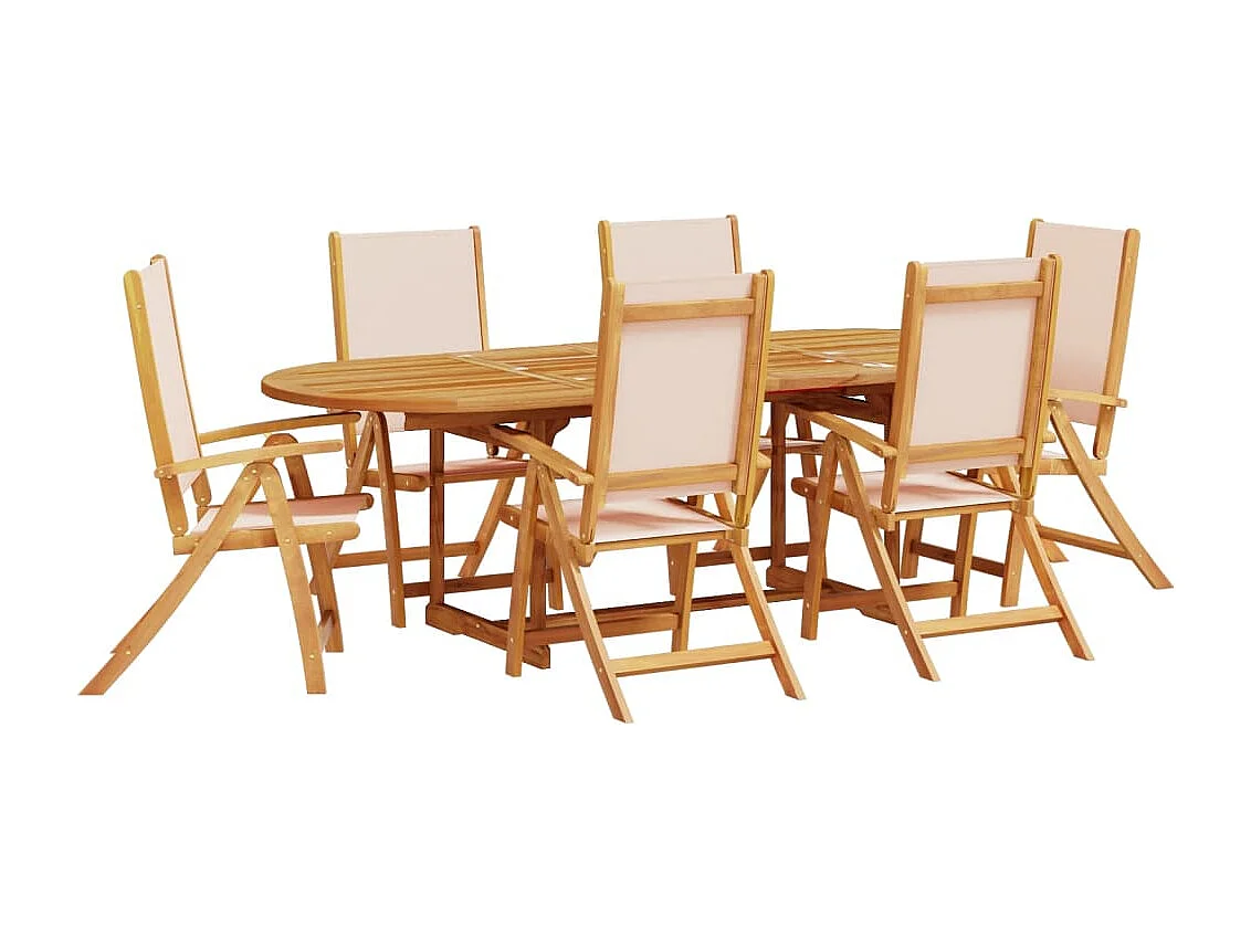 Bussum  Juego comedor de jardín 7 pzas madera maciza acacia y textileno