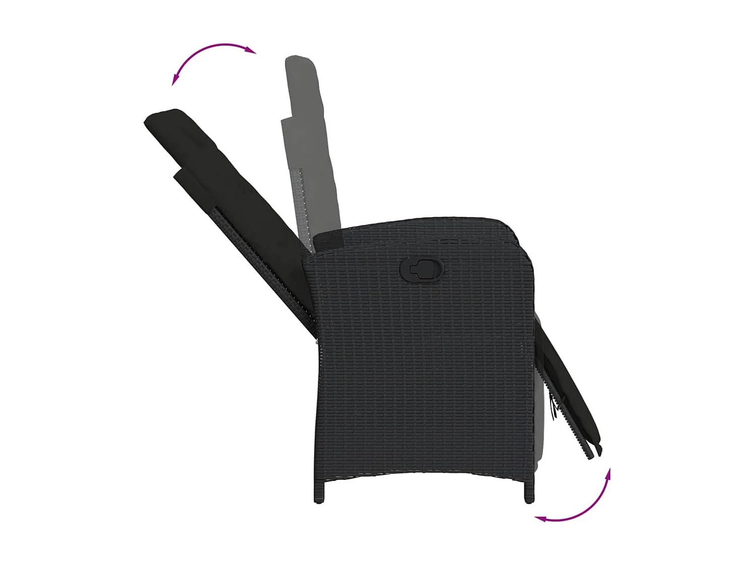 Vinkel  Ensemble à manger de jardin coussins 7pcs Noir Résine tressée