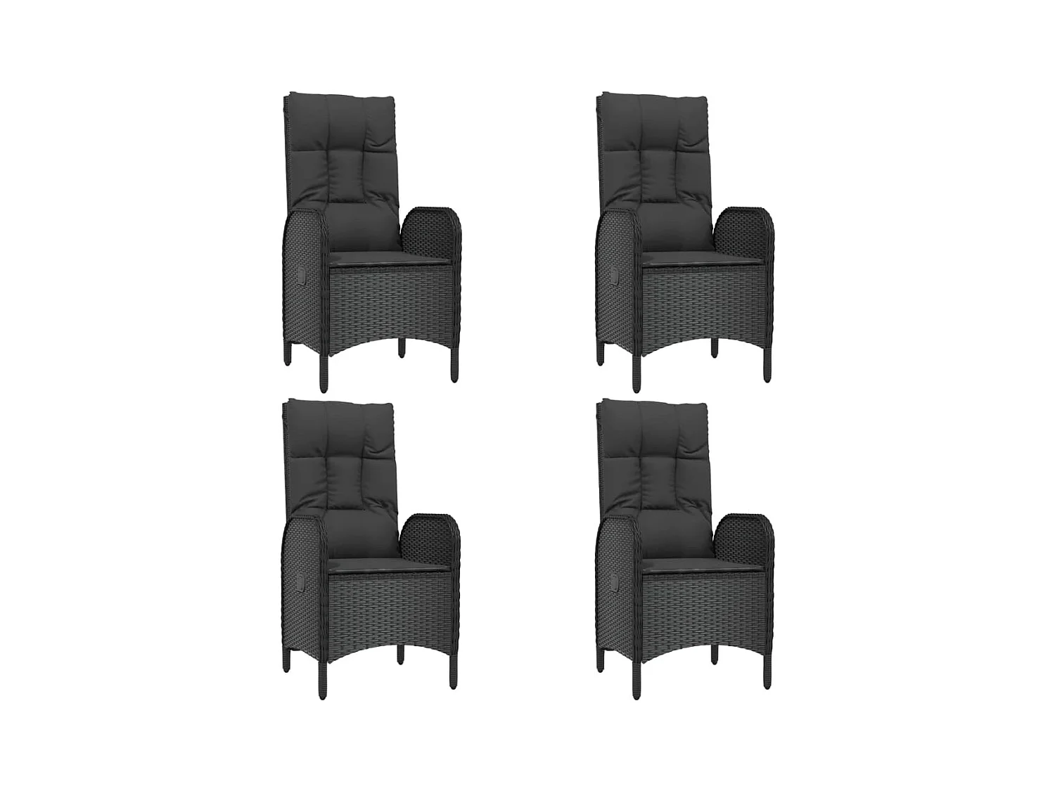 De Haan  Ensemble à manger de jardin coussins 5pcs Noir Résine tressée