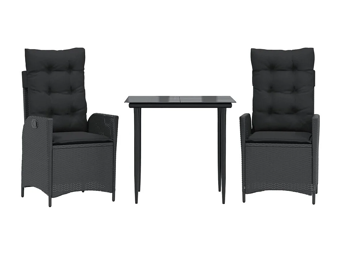 Garden Furniture -  3-delige Tuinset met kussens poly rattan zwart