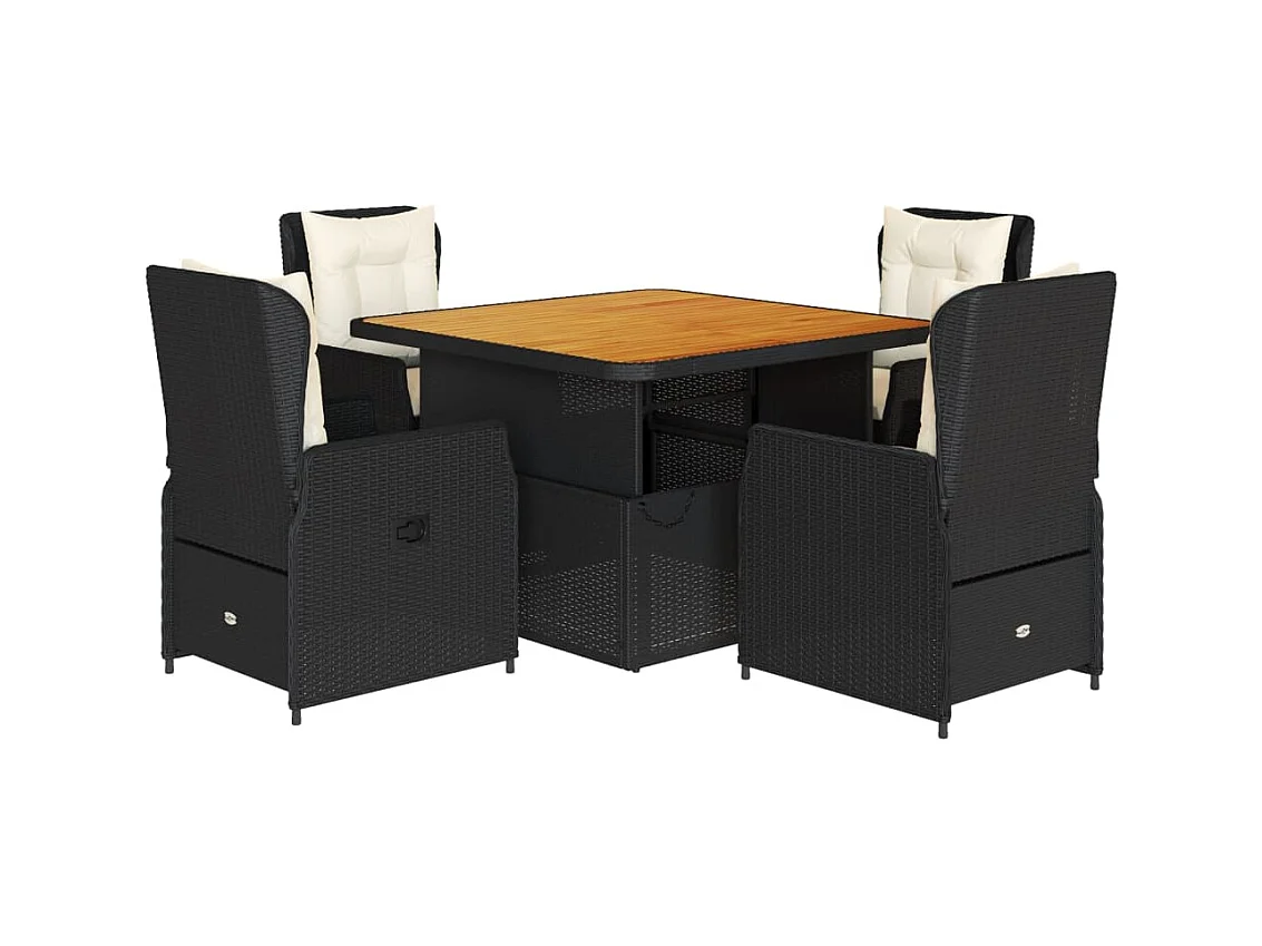 Coleville  Ensemble à manger de jardin coussins 5pcs Noir Résine tressée