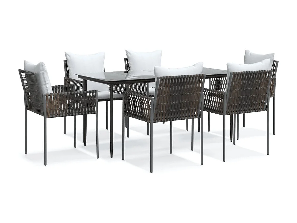 Mørkøv  7-delige Tuinset met kussens poly rattan en staal