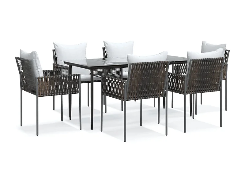 Mørkøv  7-delige Tuinset met kussens poly rattan en staal