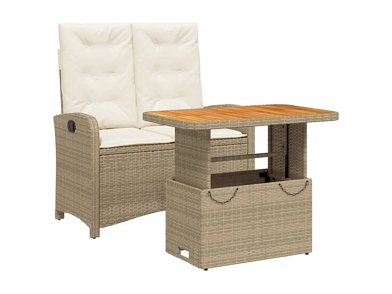 Gorham  Set comedor de jardín 2 pzas con cojines ratán sintético beige