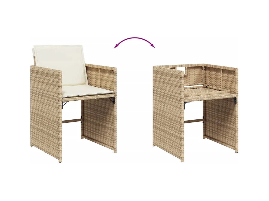 Heeswijk-Dinther  Ensemble à manger de jardin avec coussins 5pcs Beige poly rotin