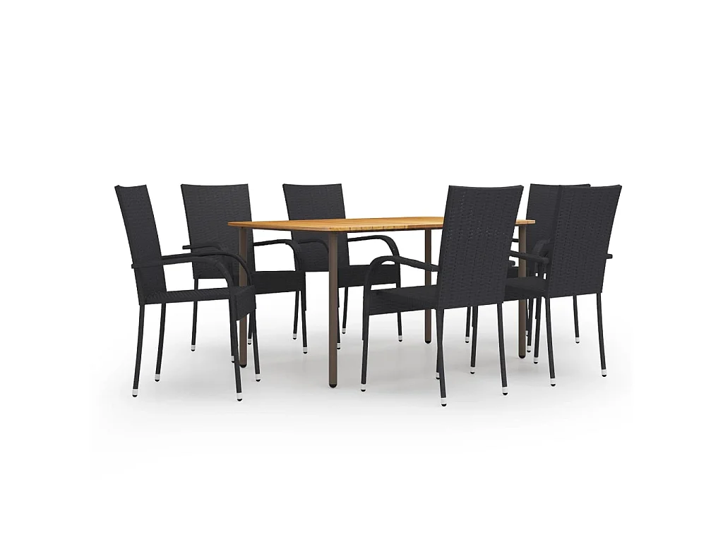 Baldwin  7-delige Tuinset poly rattan zwart