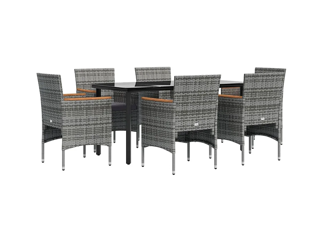 Union  Ensemble à manger de jardin coussins 7pcs Gris et noir