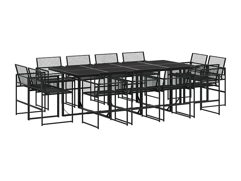 Bucksport  Ensemble à manger de jardin 13 pcs noir résine tressée