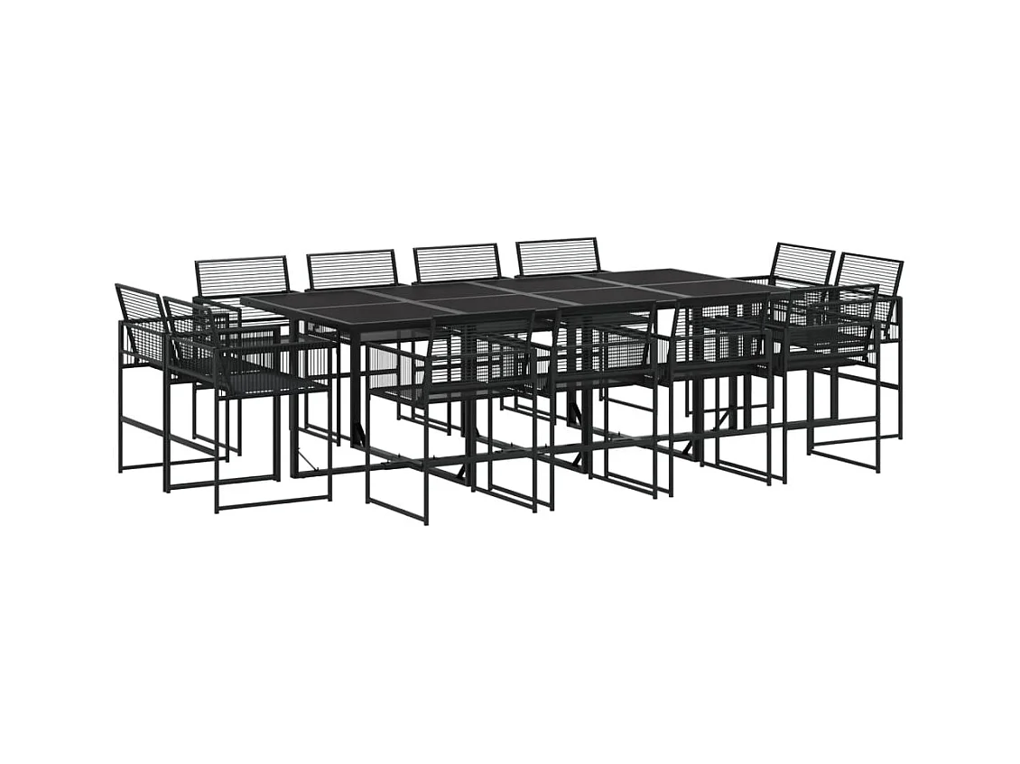 Bucksport  Set de comedor de jardín 13 pzas ratán sintético negro