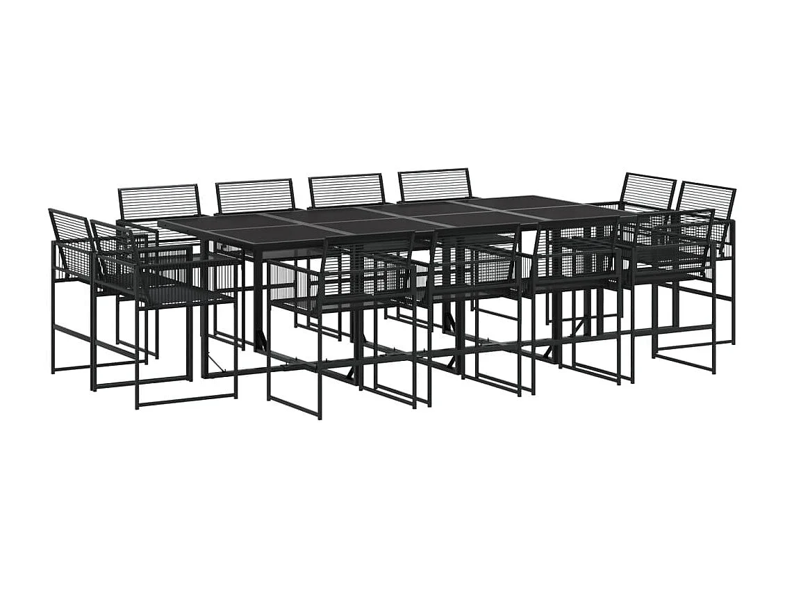 Bucksport  Ensemble à manger de jardin 13 pcs noir résine tressée