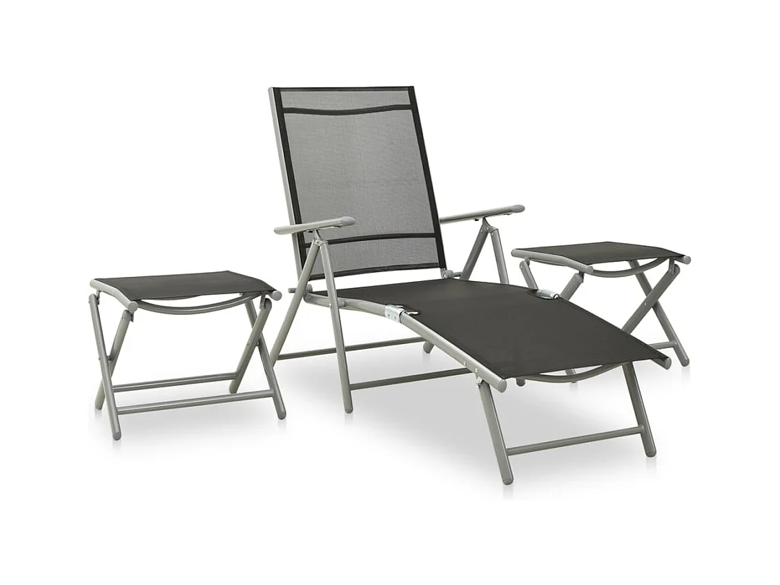 Claire-Jacqueline  Ensemble à manger de jardin 10 pcs noir et argenté