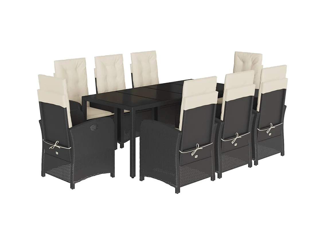 Vinkel  9-delige Tuinset poly rattan zwart