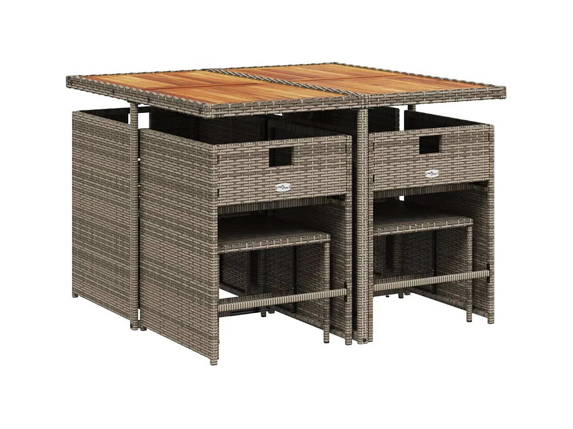 Enfield  Ensemble à manger de jardin 9 pcs coussins gris résine tressée