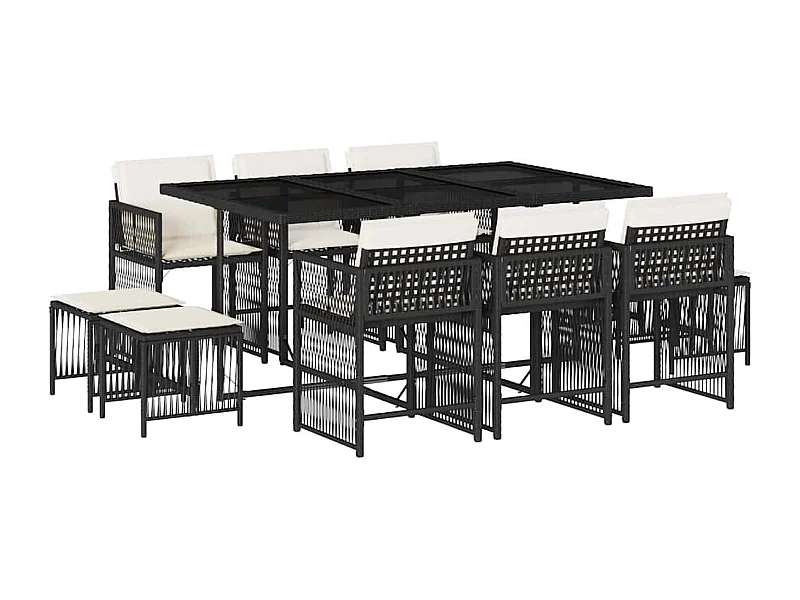 Laura Lucía  11-delige Tuinset met kussens poly rattan zwart