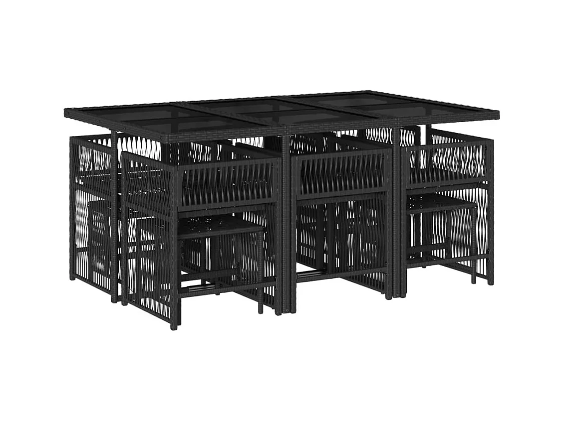 Laura Lucía  11-delige Tuinset met kussens poly rattan zwart