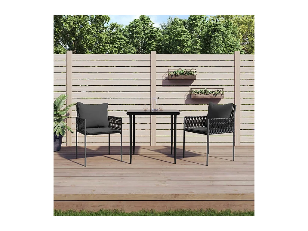 Blen  Ensemble à manger de jardin 3 pcs coussins résine tressée acier