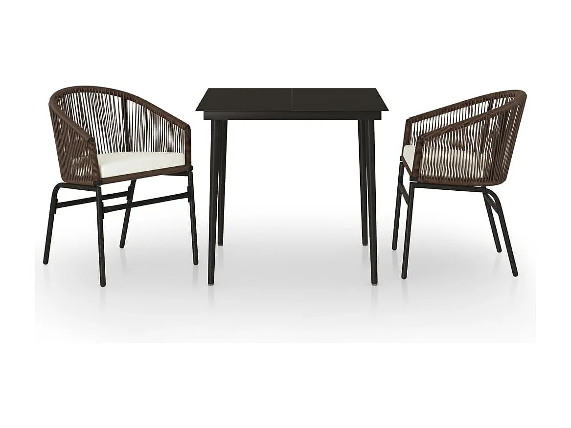 Belric  Ensemble à manger de jardin 3 pcs Marron