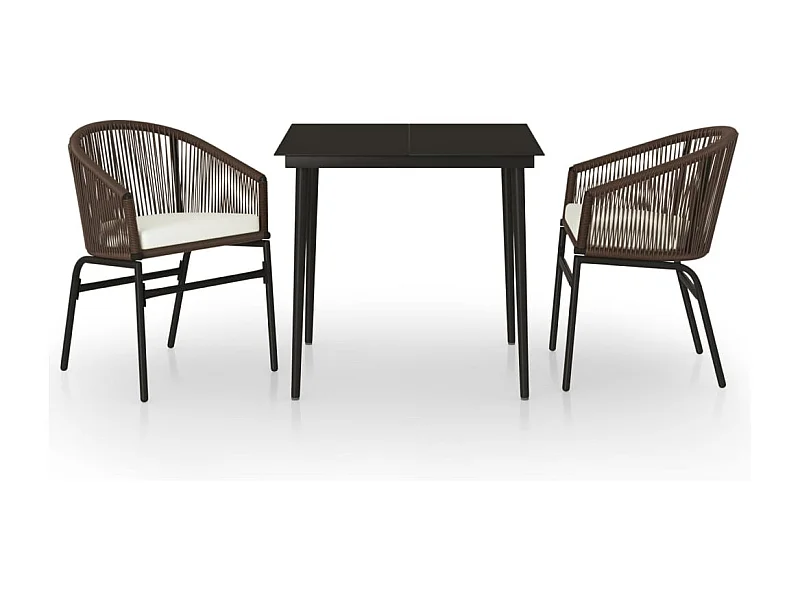 Belric  Ensemble à manger de jardin 3 pcs Marron