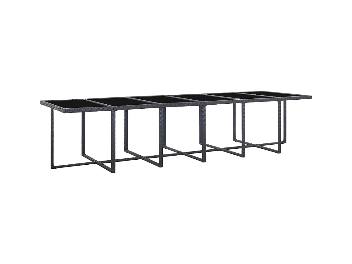 Browns Mills  Ensemble à manger d'extérieur 17 pcs avec coussins Rotin Noir