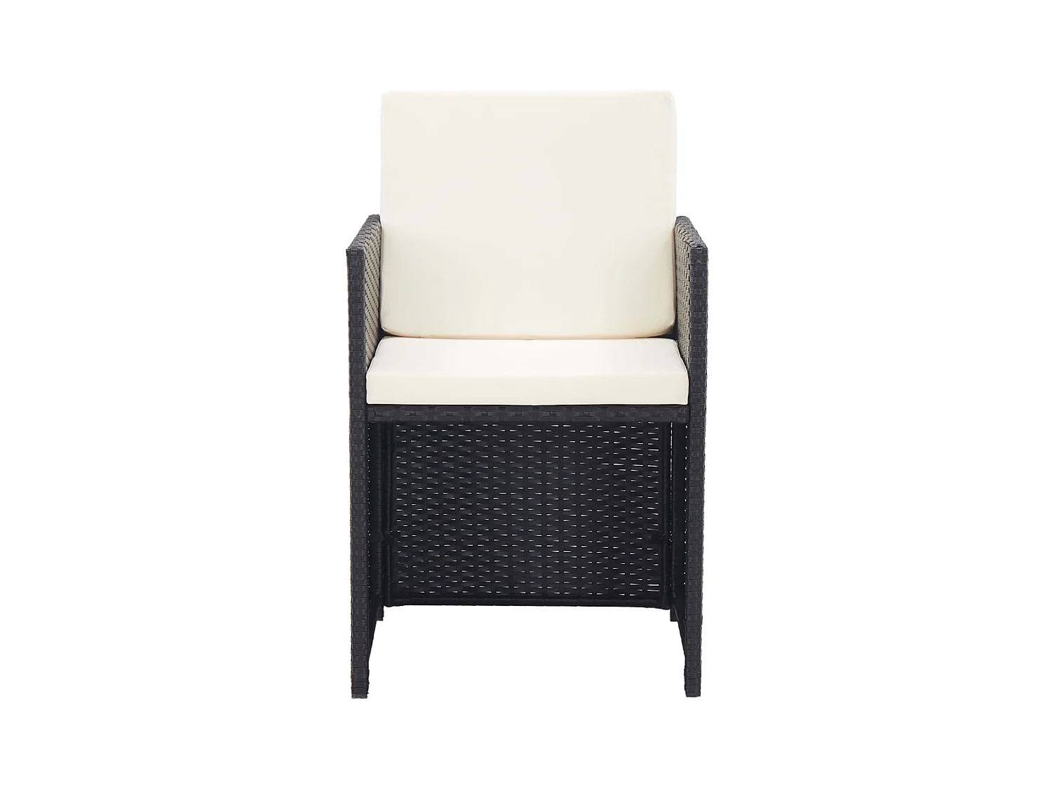 Browns Mills  Ensemble à manger d'extérieur 17 pcs avec coussins Rotin Noir