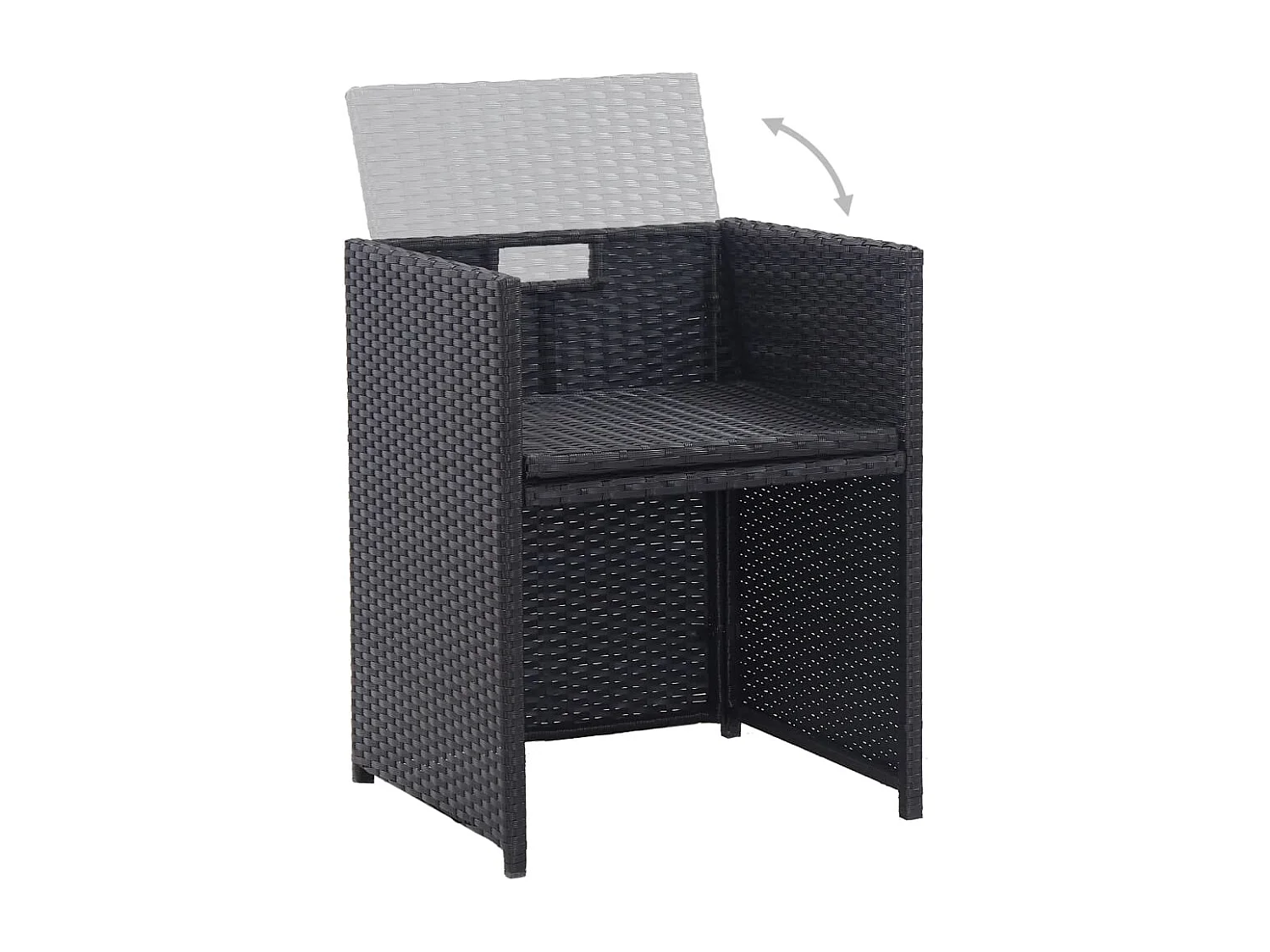 Browns Mills  Ensemble à manger d'extérieur 17 pcs avec coussins Rotin Noir