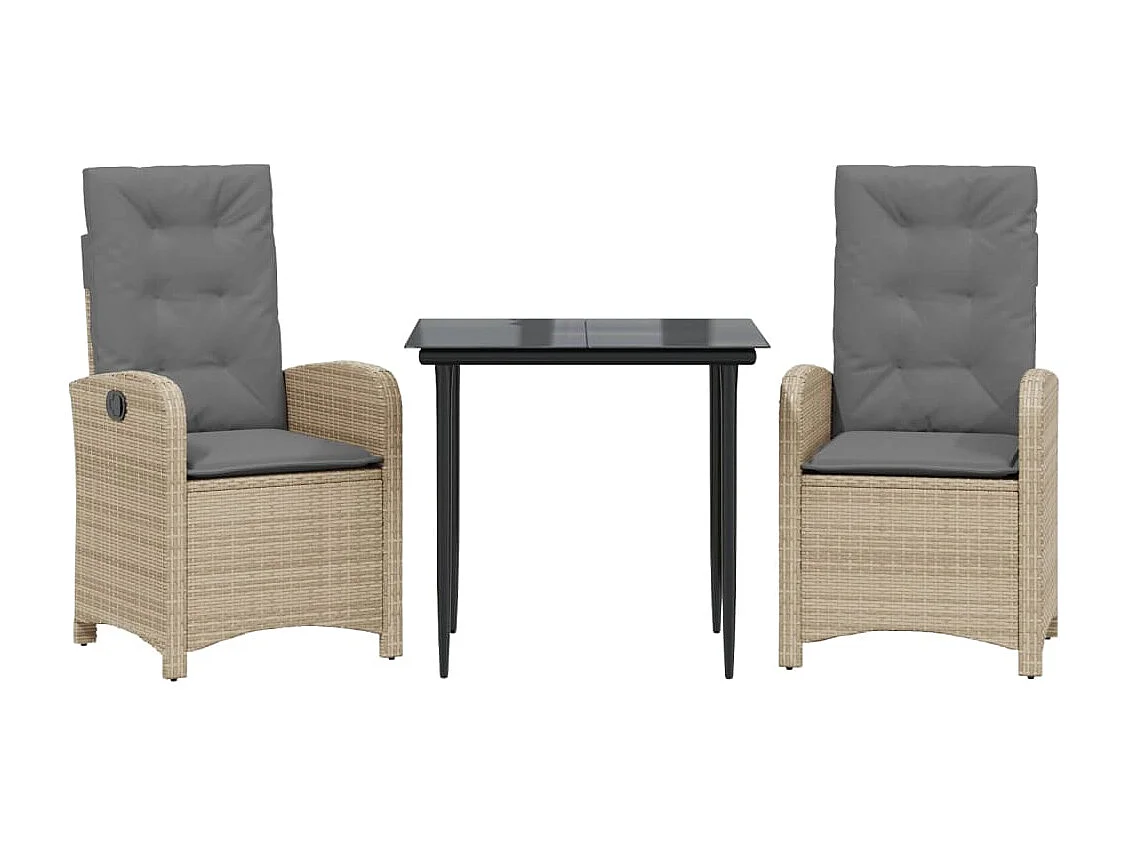 Tristan  Ensemble à manger de jardin et coussins 3 pcs mélange beige