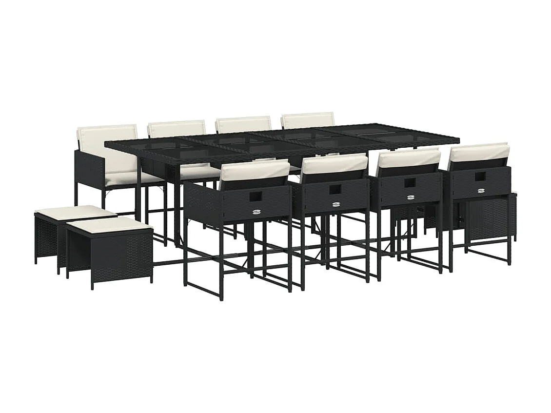 Kirkland  Ensemble à manger de jardin 13 pcs coussins noir résine tressée