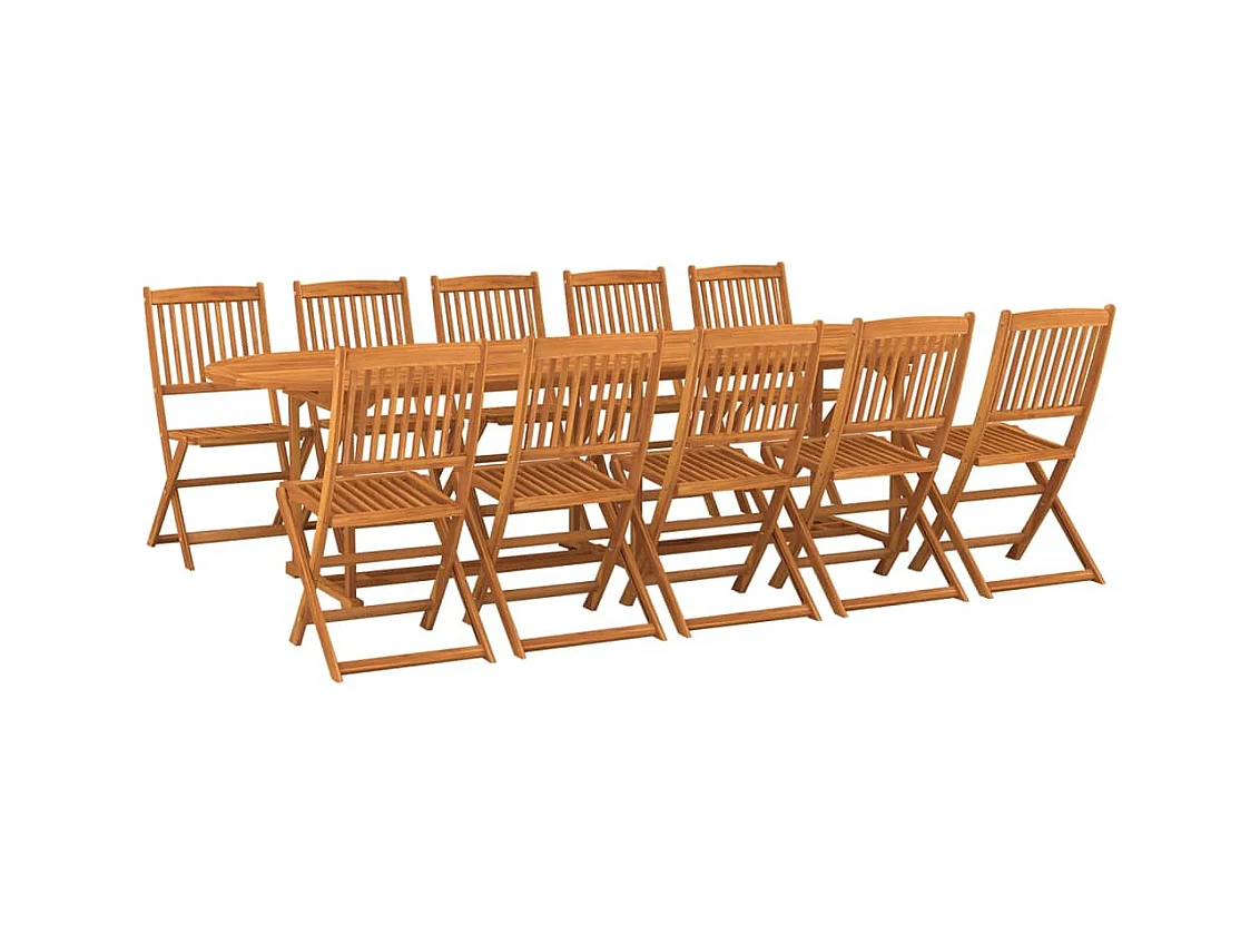 Gideon  Set comedor de jardín 11piezas madera maciza acacia 280x90x75cm