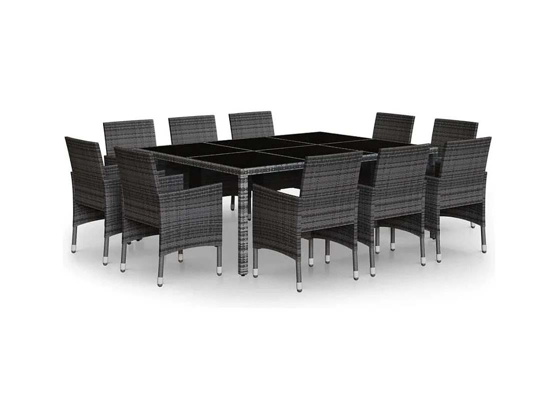 Havron  11-delige Tuinset poly rattan grijs