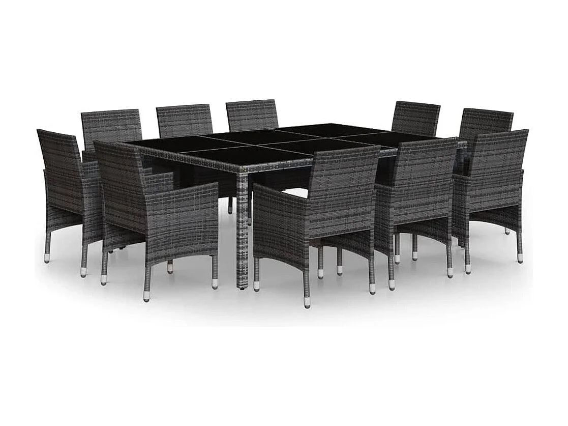 Havron  Ensemble à manger de jardin 11 pcs résine tressée gris