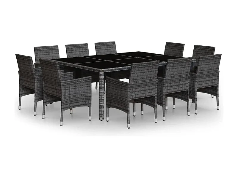 Havron  11-delige Tuinset poly rattan grijs