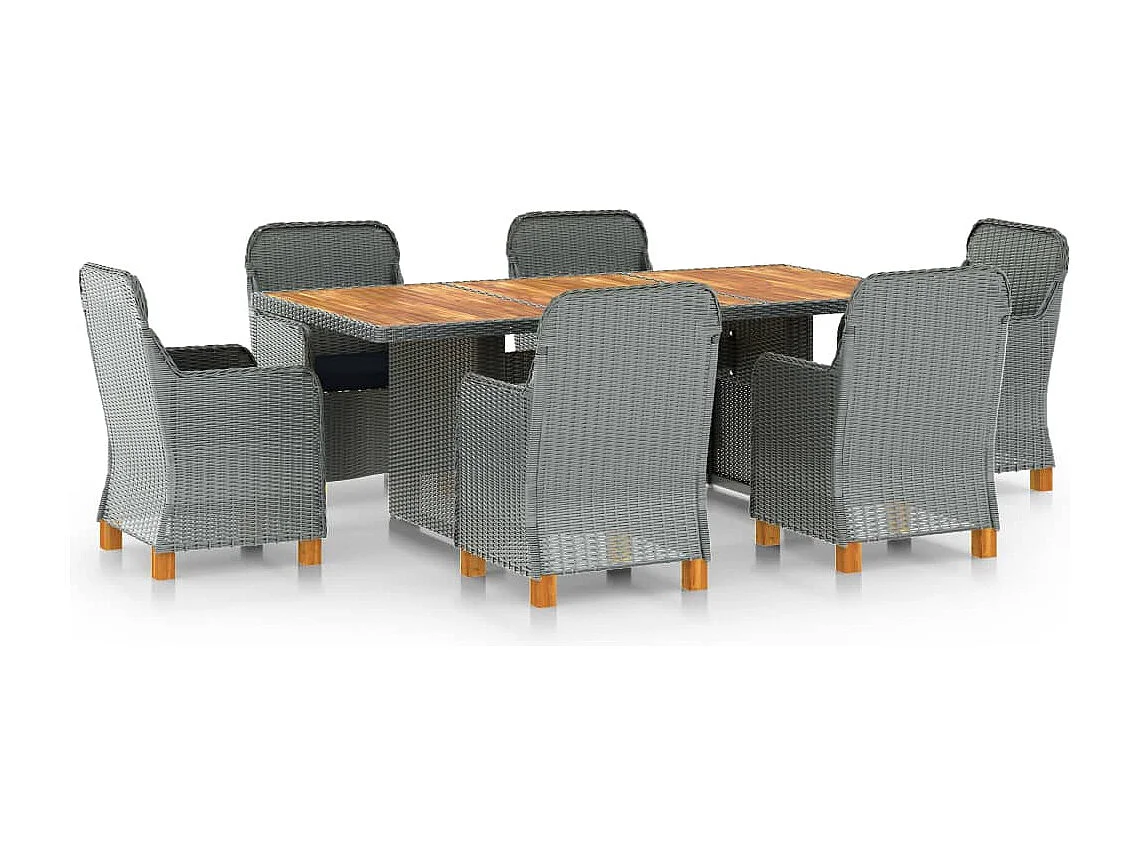 Horsham  7-delige Tuinset met kussens poly rattan lichtgrijs