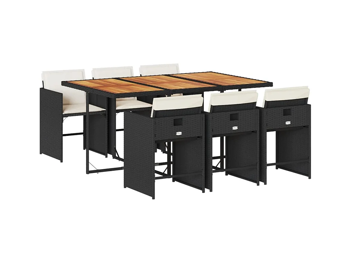 Heeswijk-Dinther  7-delige Tuinset met kussens poly rattan zwart