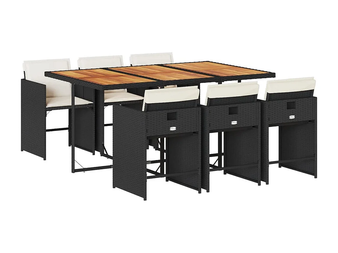 Heeswijk-Dinther  Ensemble à manger de jardin coussins 7pcs Noir Résine tressée