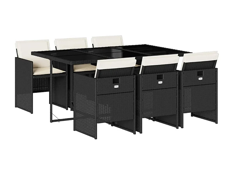 Ljungby  7-delige Tuinset met kussens poly rattan zwart