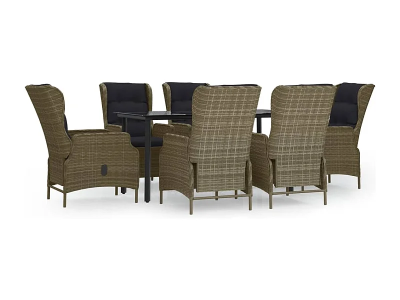 Santa Rosa  Ensemble à manger de jardin 7 pcs Marron Résine tressée