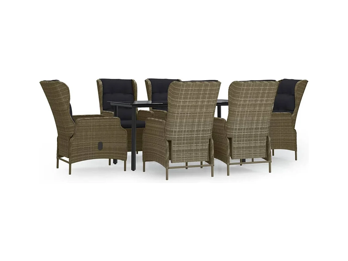 Santa Rosa  Ensemble à manger de jardin 7 pcs Marron Résine tressée