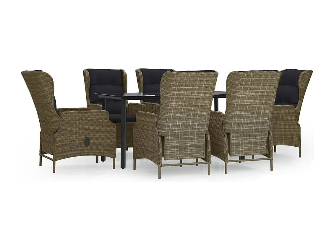 Santa Rosa  Ensemble à manger de jardin 7 pcs Marron Résine tressée