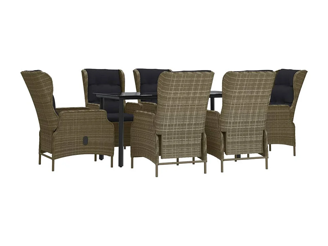 Santa Rosa  Ensemble à manger de jardin 7 pcs Marron Résine tressée