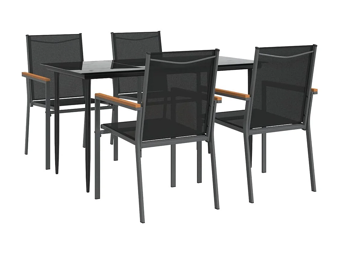 Varlen  5-delige Tuinset textileen en staal zwart