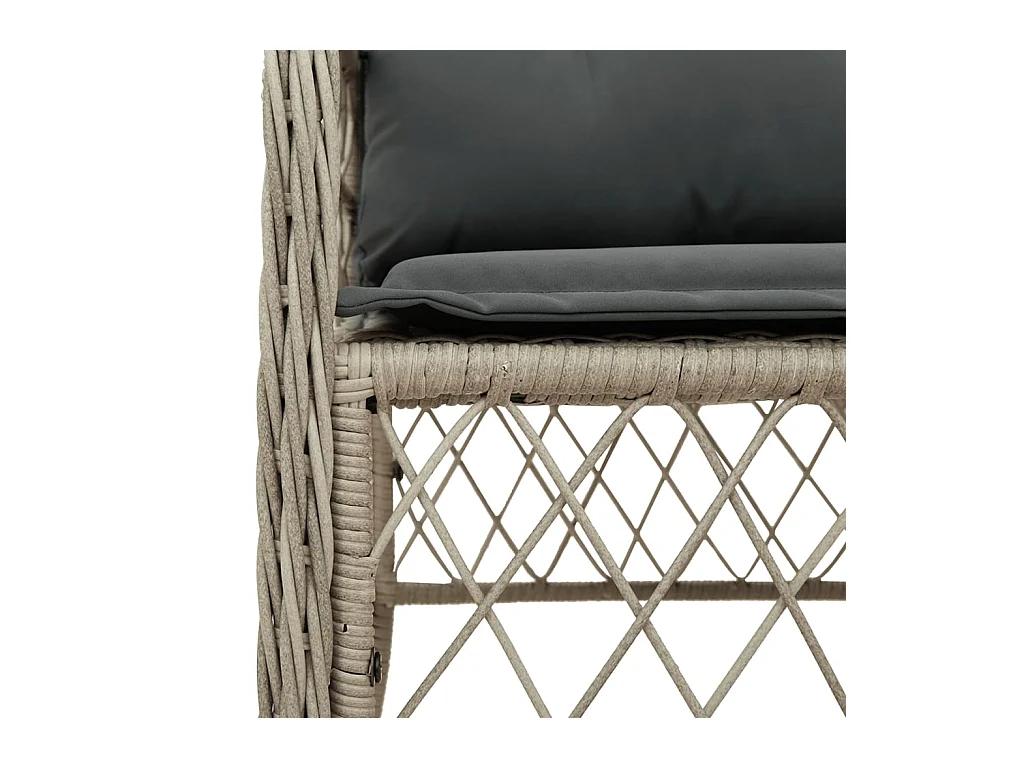 Vuokko  Ensemble à manger de jardin et coussins 5 pcs gris clair rotin