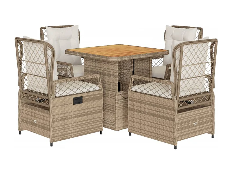 Ylva  5-delige Tuinset met kussens poly rattan beige